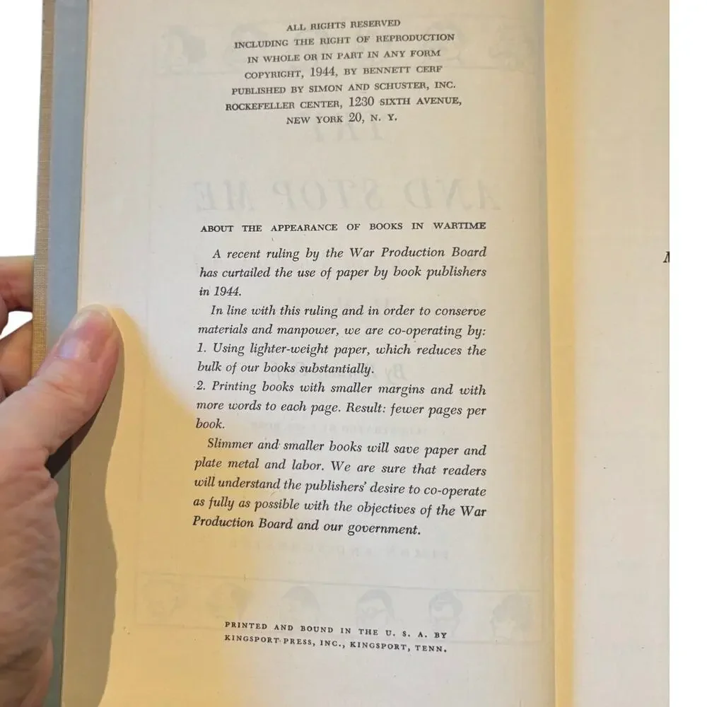 VTG 1944 Try and Stop Me by Bennett Cerf, HC Collection of Humor